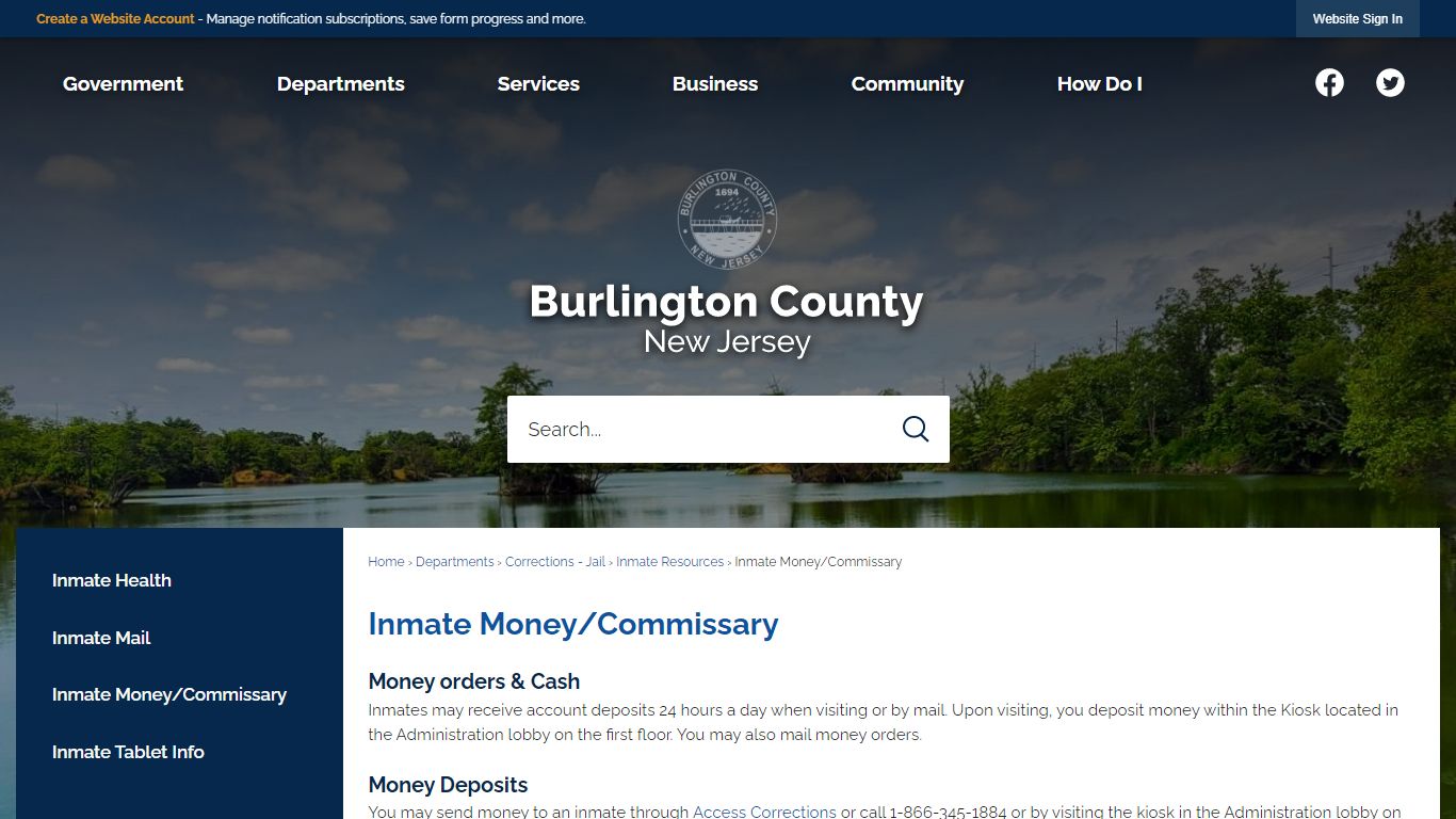 Inmate Money/Commissary - Burlington County, NJ